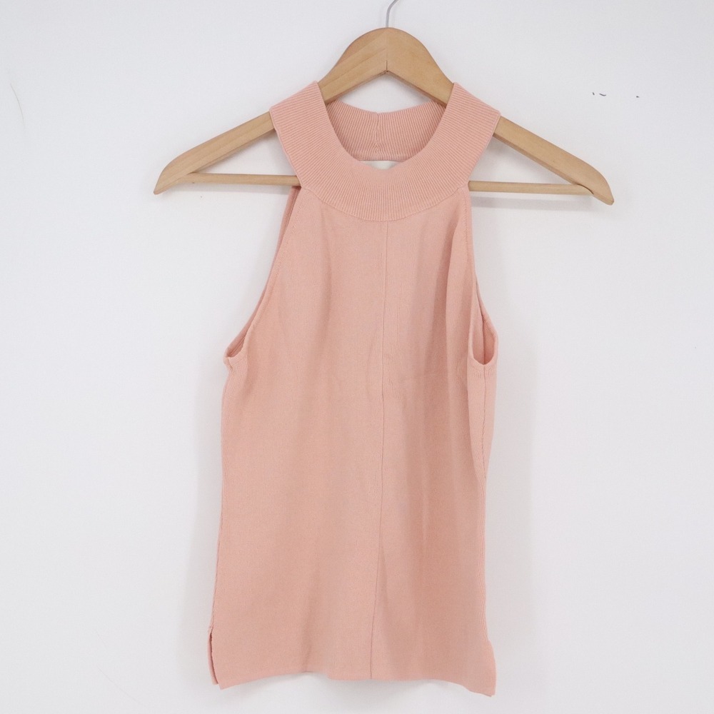 J.O.A. Tank Top Womens Medium Peach Ribbed Knit Halter Sleeveless Excellent